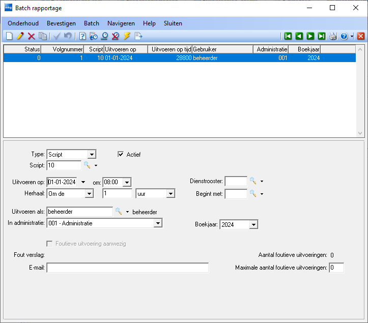Batch rapportage