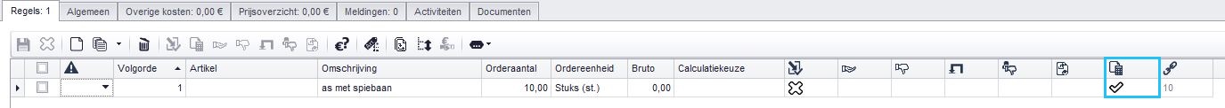 Verkoopofferteregel > In calculatie